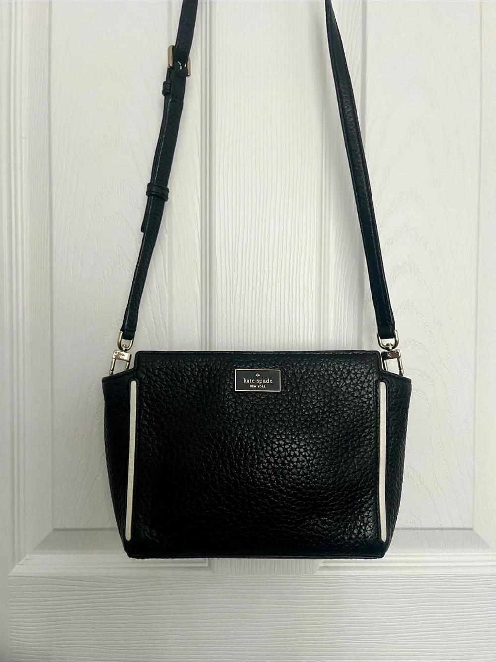 Kate Spade Black Pebbled Leather Crossbody Bag Gold Hardware